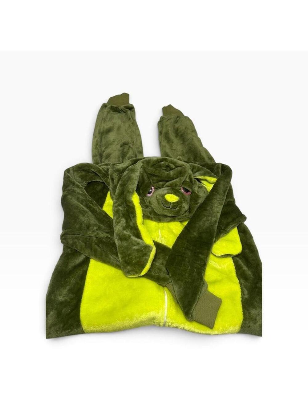 Green Bunny Plush Costume Jumpsuit